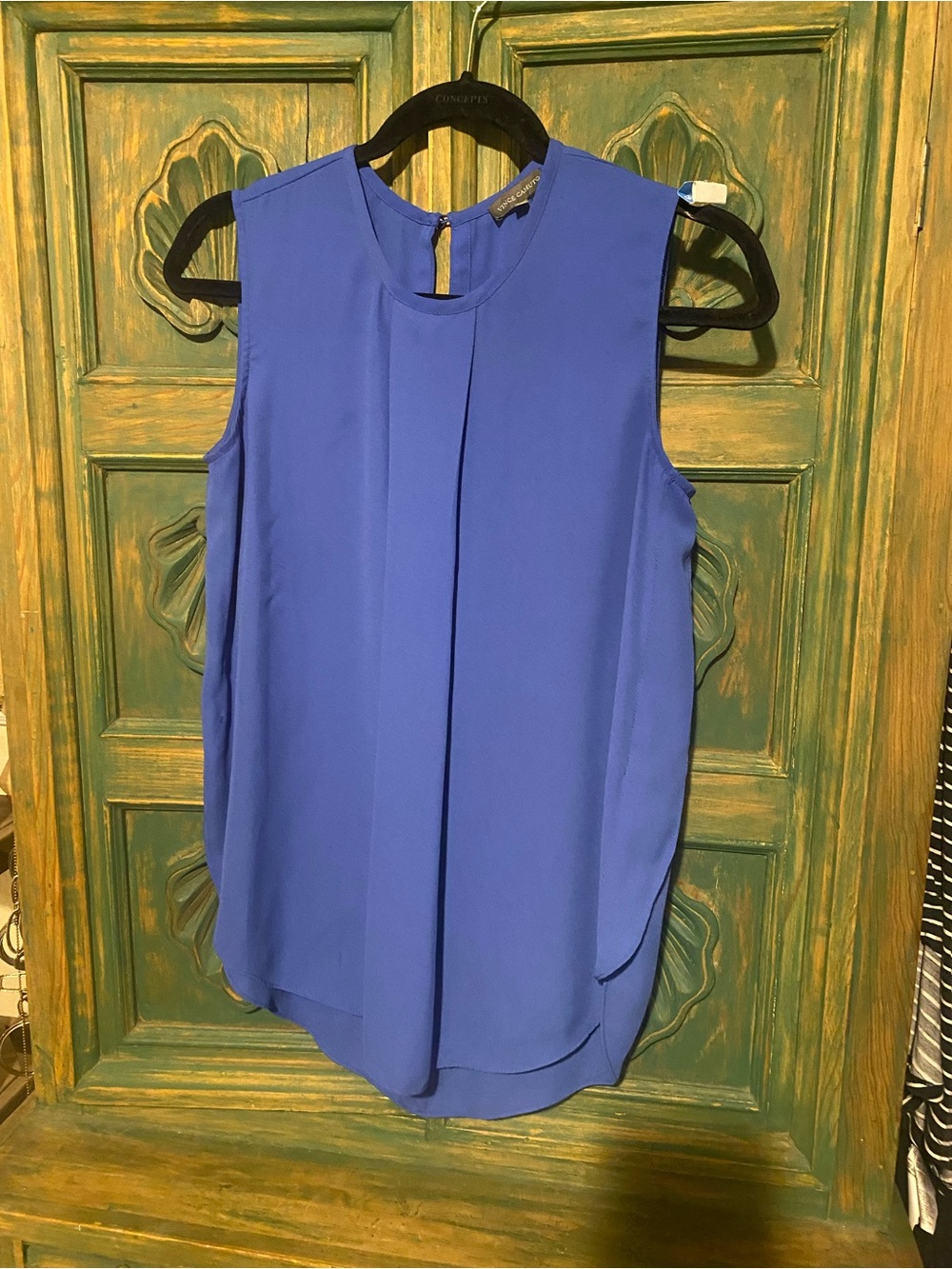 Vince Camuto Royal Blue Sleeveless Pleated Front Camisole